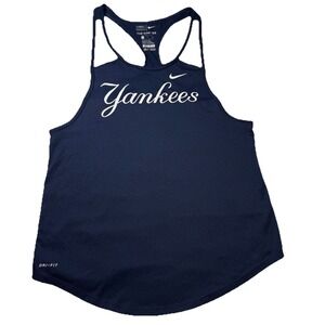 New York Yankees Tank Top Women Small Blue White Baseball MLB Sleeveless Nike